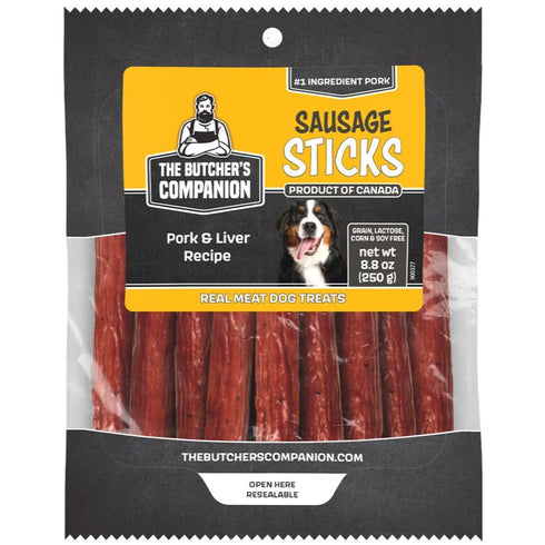 The Butcher's Companion Pork & Liver Recipe Sausage Sticks Dog Treats 6.2oz - Poudre Pet & Feed Supply