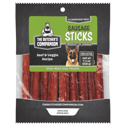 The Butcher's Companion Beef & Veggie Recipe Sausage Sticks Dog Treats 5.3oz - Poudre Pet & Feed Supply