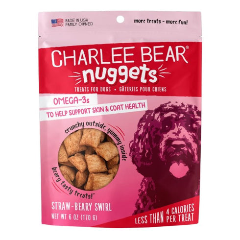 Charlee Bear Nuggets Skin & Coat Straw-Beary Dog Treats 6oz - Poudre Pet & Feed Supply