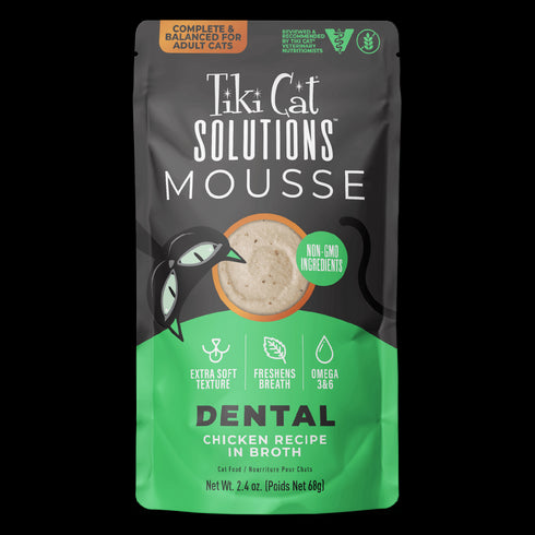 Tiki Cat Solutions Dental Mousse Chicken Recipe in Broth Wet Cat Food 2.4oz - Poudre Pet & Feed Supply