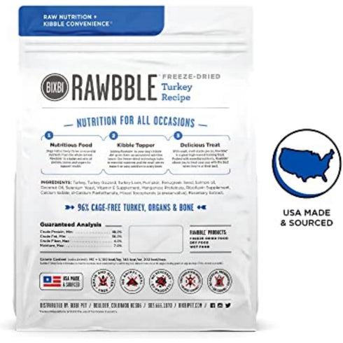 Bixbi Pet Rawbble Freeze-Dried Turkey Raw Dog Food 26oz - Poudre Pet & Feed Supply 2
