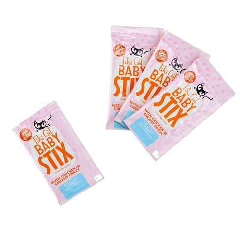 Tiki Cat Baby Stix Wet Treats with Chicken in Creamy Grave 0.28oz Sachets 42 Count Jar - Poudre Pet & Feed Supply 4