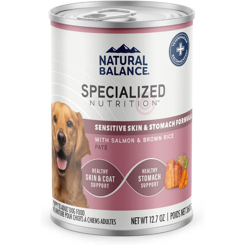 Natural Balance Sensitive Skin & Stomach Pate with Salmon & Brown Rice Wet Dog Food 12.7oz - Poudre Pet & Feed Supply