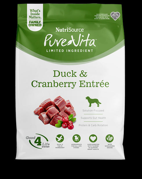 PureVita Limited Ingredient Dry Dog Food - Duck & Cranberry - 4lb Bag