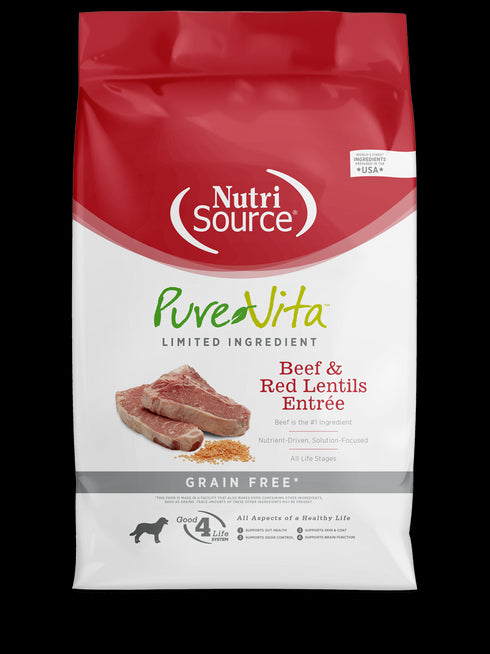 PureVita Grain Free Limited Ingredient Dry Dog Food - Beef & Red Lentils - 12lb Bag