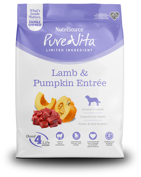 PureVita Grain Free Dry Dog Food - Lamb & Pumpkin - 4lb Bag