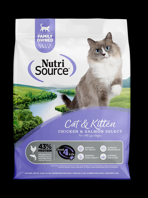 NutriSource Select Grain Free Cat & Kitten Dry Food - Chicken & Salmon - 4lb Bag