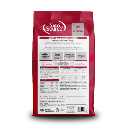 NutriSource Choice Dry Dog Food - Beef Meal & Barely - 5lb Bag