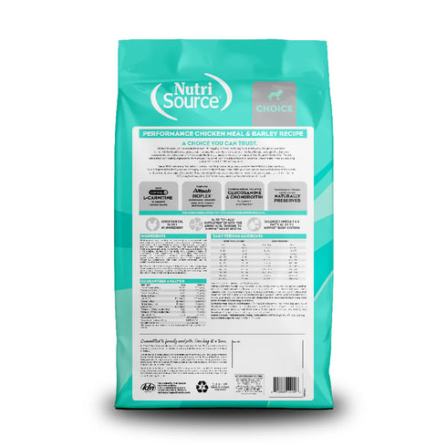 NutriSource Choice Performance Dry Dog Food - Chicken Meal & Barely - 40lb Bag