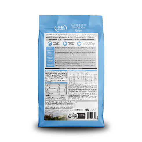 NutriSource Large Breed Dry Dog Food - Trout & Rice - 26lb Bag