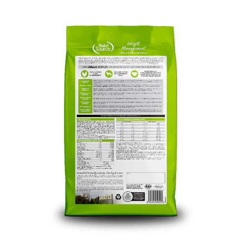 NutriSource Weight Management Dry Dog Food - Chicken Rice - 26lb Bag