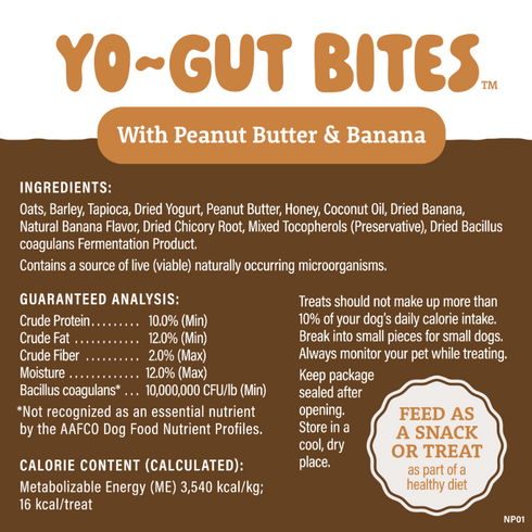 Natural Balance Treat Yo-Gut Bites Dog Treats - Peanut Butter & Banana - 10oz Pouch
