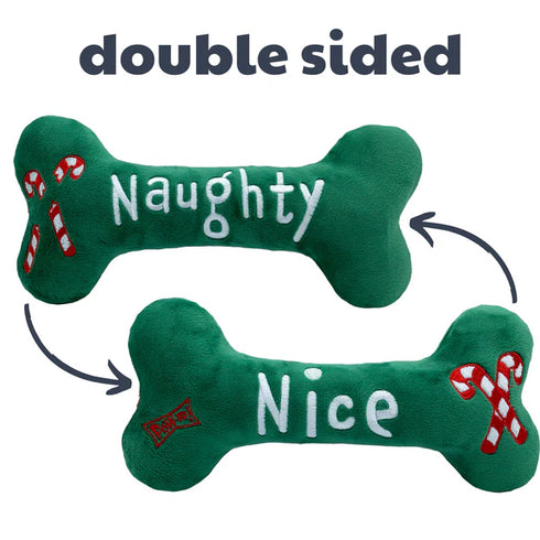 Huxley & Kent Plush Bone Dog Toy - Naughty & Nice (Double Sided) - Jumbo