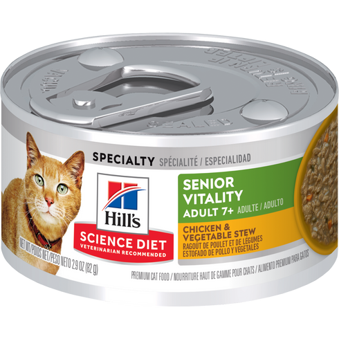 Hill's Science Diet Adult 7+ Senior Vitality Wet Cat Food - Chicken & Vegetable Stew - 2.9oz Can