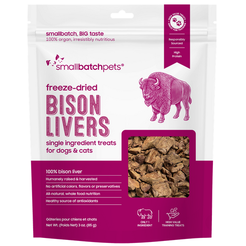 smallbatch Freeze Dried Cat & Dog Treats - Bison Liver - 3oz Bag