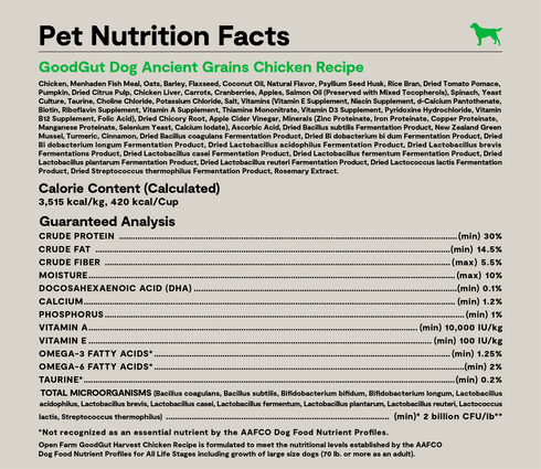 Open Farm Good Gut Dry Dog Food - Harvest Chicken - 3.5lb Bag