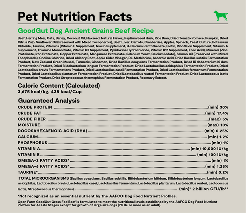 Open Farm Good Gut Dry Dog Food - Grass Fed Beef - 19lb Bag