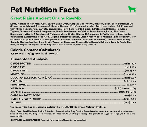 Open Farm RawMix Ancient Grains Dry Dog Food - Great Plains - 3.5lb Bag