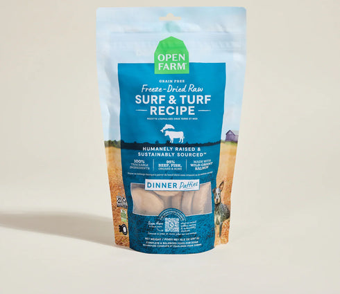 Open Farm Freeze Dried Raw Patties Dog Food - Surf & Turf - 10.5oz Pouch