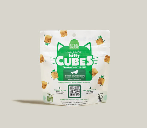 Open Farm Cubes Freeze Dried Raw Cat Treats - Chicken & Turkey - 1.5oz Pouch