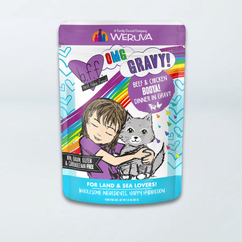 Weruva BFF OMG Gravy Wet Cat Food - Beef & Chicken Booya! - 2.8oz Pouch