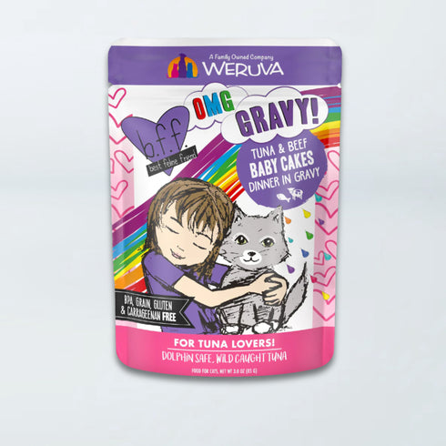 Weruva BFF OMG Gravy Wet Cat Food - Tuna & Beef Baby Cakes - 3oz Pouch