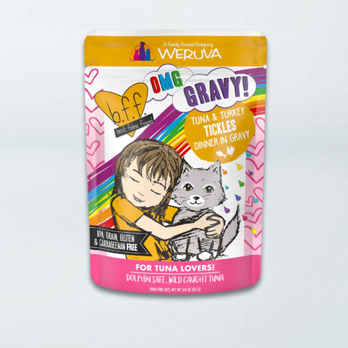 Weruva BFF OMG Gravy Wet Cat Food - Tuna & Turkey Tickles - 3oz Pouch