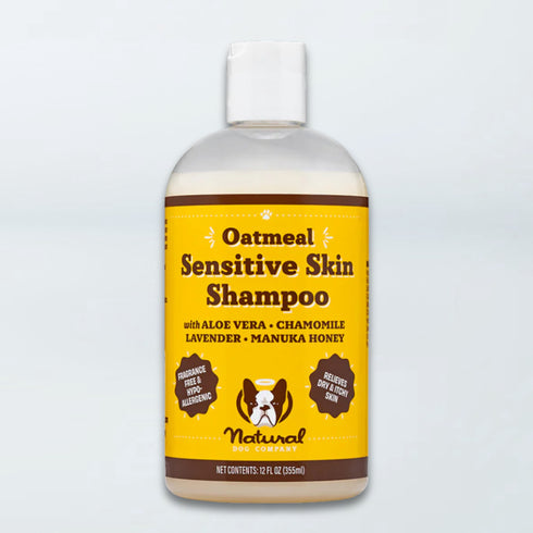 Natural Dog Company Oatmeal Sensitive Skin Shampoo For Dogs - 12oz Pump Bottle