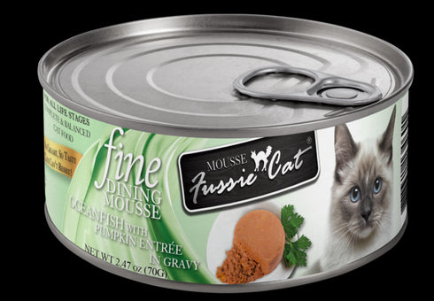 Fussie Cat Fine Dining Mousse Wet Cat Food - Ocean Fish & Pumpkin -2.47oz Can