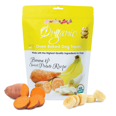 Grandma Lucy's Oven Baked Dog Treats - Organic Banana & Sweet Potato - 14oz Bag