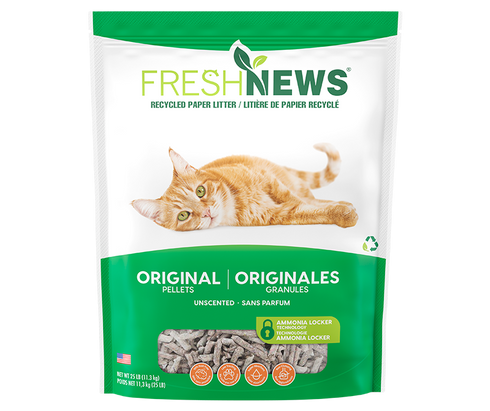 Fresh News Original Recycled Paper Pellet Cat Litter - 25lb Bag