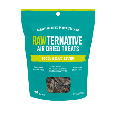 RawTernative Air Dried Dog Treats - Goat Liver - 3.5oz Pouch