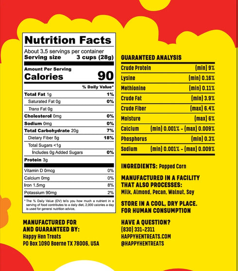 Happy Hen Pop 'n Cluck Popped Corn Chicken Treats - 3.5oz Bag