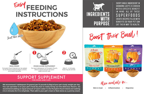Grandma Lucy's Pumpkin Pouch Dog & Cat Food Topper - Bladder - 6oz Pouch