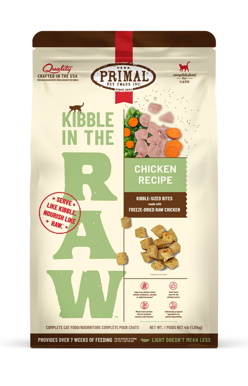 Primal Kibble In The Raw Freeze Dried Cat Food - Chicken - 1.5lb Bag