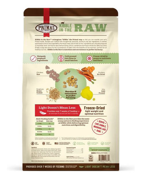 Primal Kibble In The Raw Freeze Dried Cat Food - Chicken - 1.5lb Bag