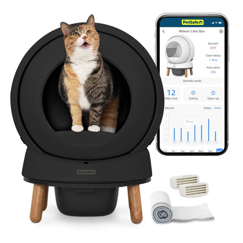 PetSafe ScoopFree Smart Spin Smart Self Cleaning Cat Litter Box - White