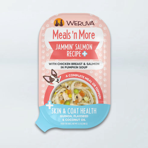 Weruva Meals 'n More Skin & Coat Support Wet Dog Food - Jammin' Salmon Recipe Plus- 3.5oz Cup