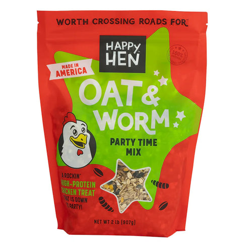 Happy Hen Party Time Mix Chicken Treats - Oat & Worm Blend - 2lb Bag