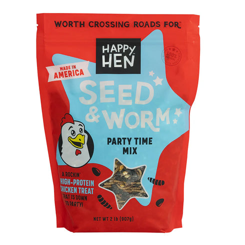 Happy Hen Party Time Mix Chicken Treats - Seed & Worm Blend - 2lb Bag