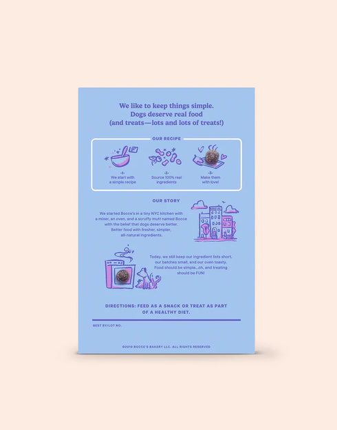 Bocce's Crispies Dog Treats - PB & Blueberry - 10oz Pouch