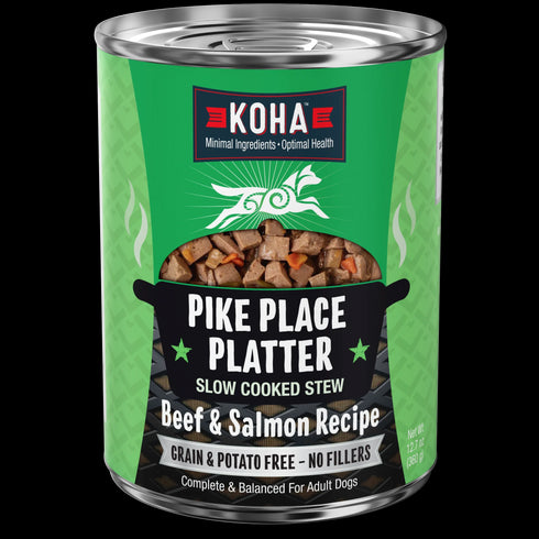 Koha Slow Cooked Stews Wet Dog Food - Pike Place Platter - Beef & Salmon - 12.7oz Can