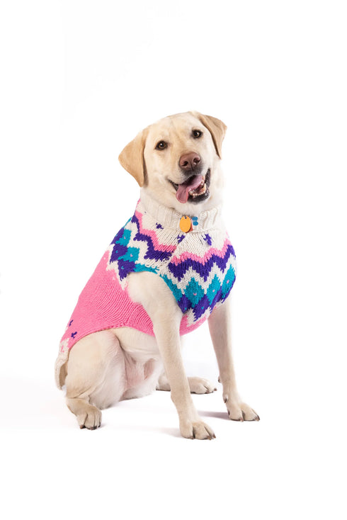 Chilly Dog Knitted Dog Sweater - XX-Large - Hot Pink Ski Bum