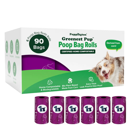 Puppington Compostable Poop Bags - Plum Wine - 90 Count