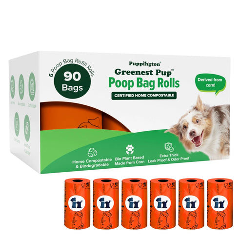 Puppington Compostable Poop Bags - Orange Poppy - 90 Count