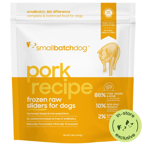 smallbatch Frozen Sliders Raw Dog Food - Pork - 3lb Bag