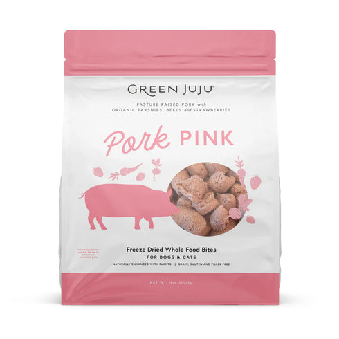 Green Juju Whole Food Bites Freed Dried Dog & Cat Food Topper - Pork Pink - 3oz Pouch