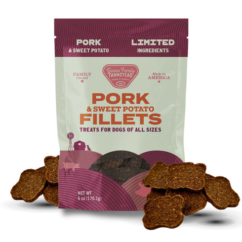Gaines Family Farms Fillets Dog Treats - Pork & Sweet Potato - 6oz Bag