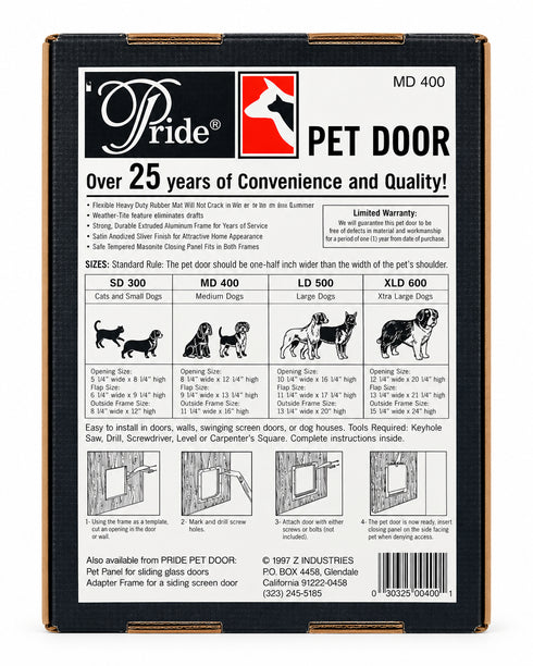 Pride Pet Door Medium 400 Black