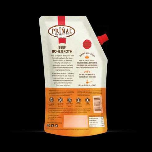 Primal Bone Broth Hydrator Dog & Cat Food - Beef - 20oz Resealable Pouch